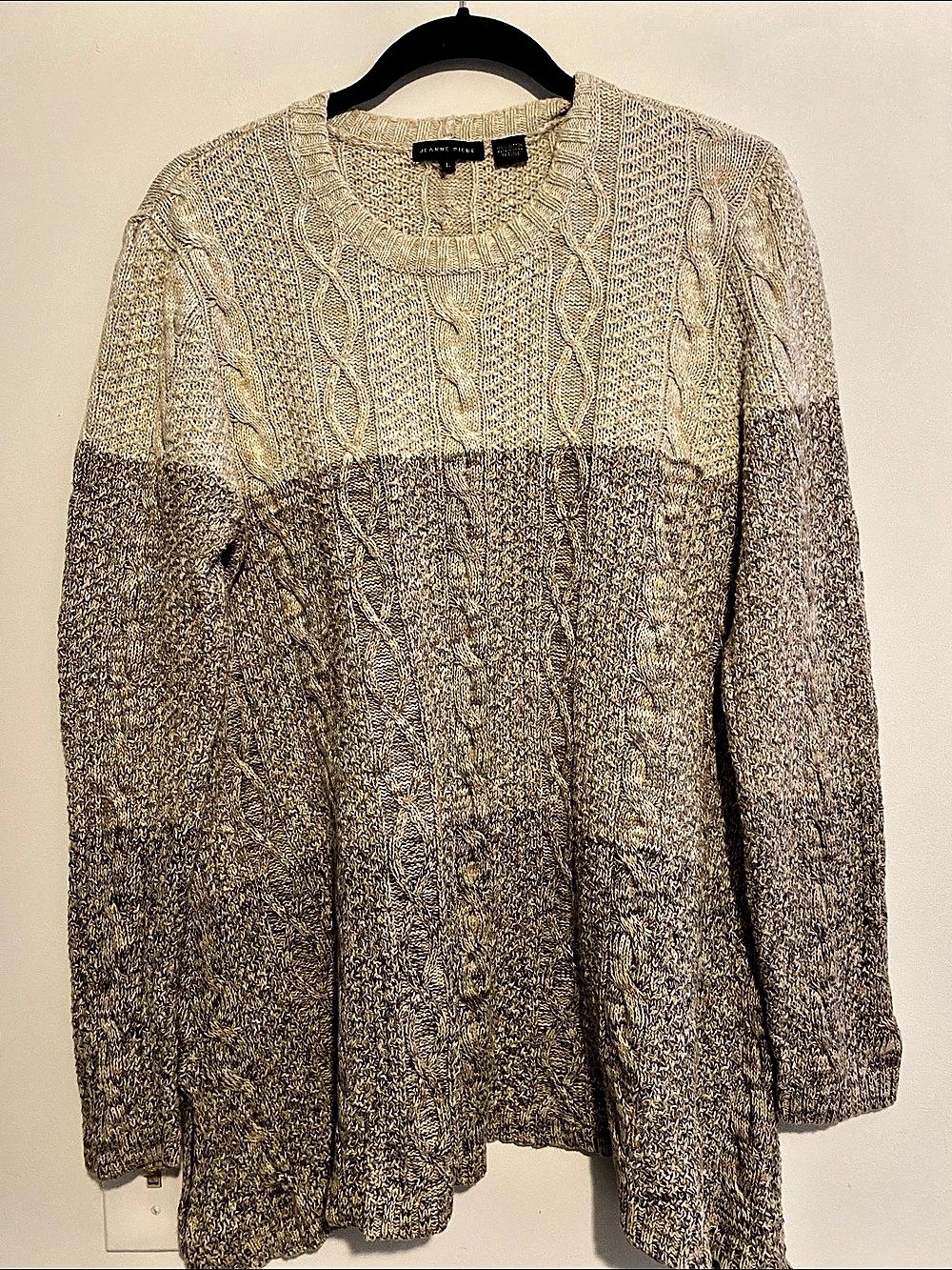 Jeanne Pierre Color Block Cotton Knit Sweater Large